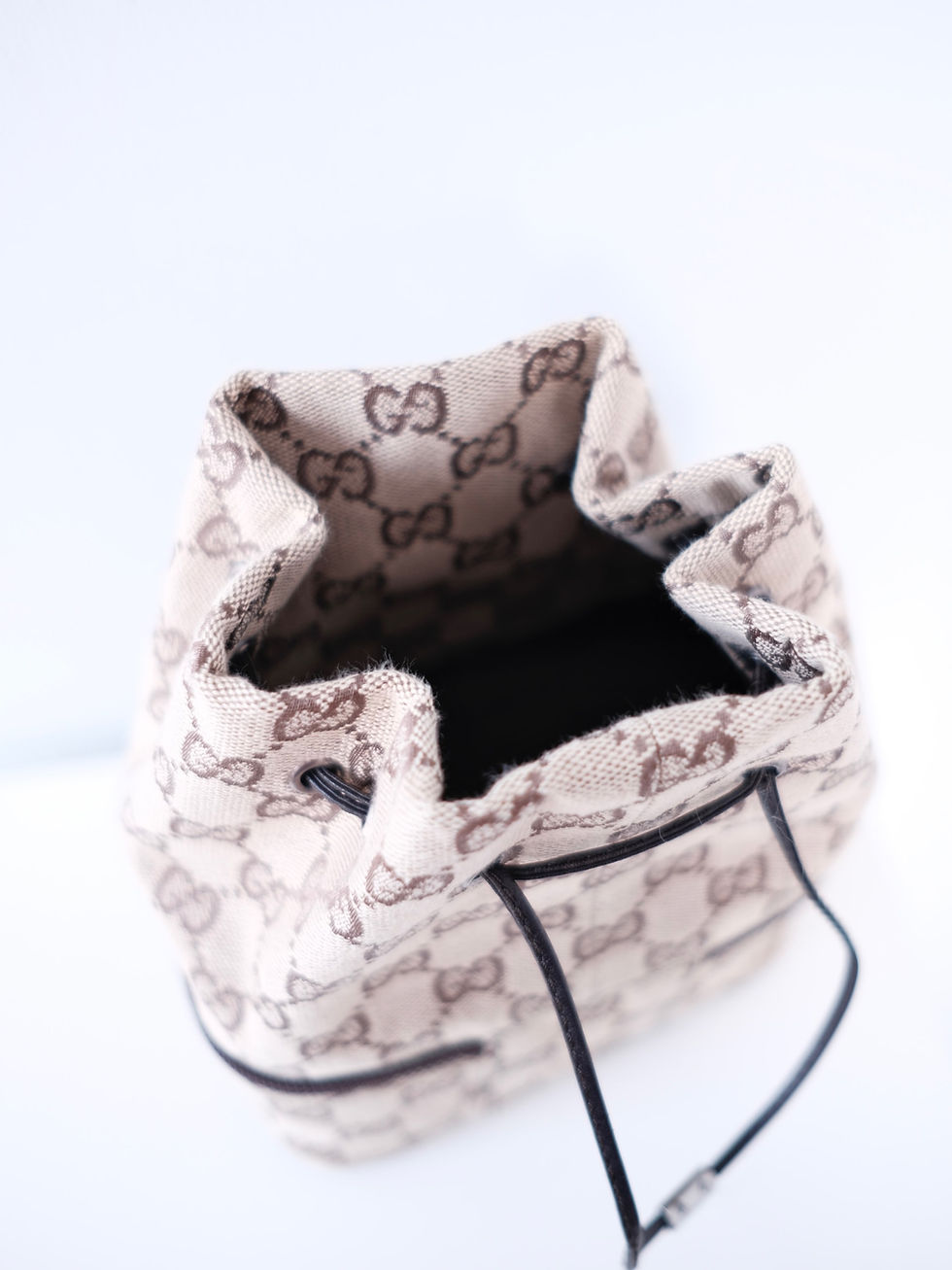 縮圖：Gucci - Brown Monogram Double Bucket with Strap (Vintage from 1990s)