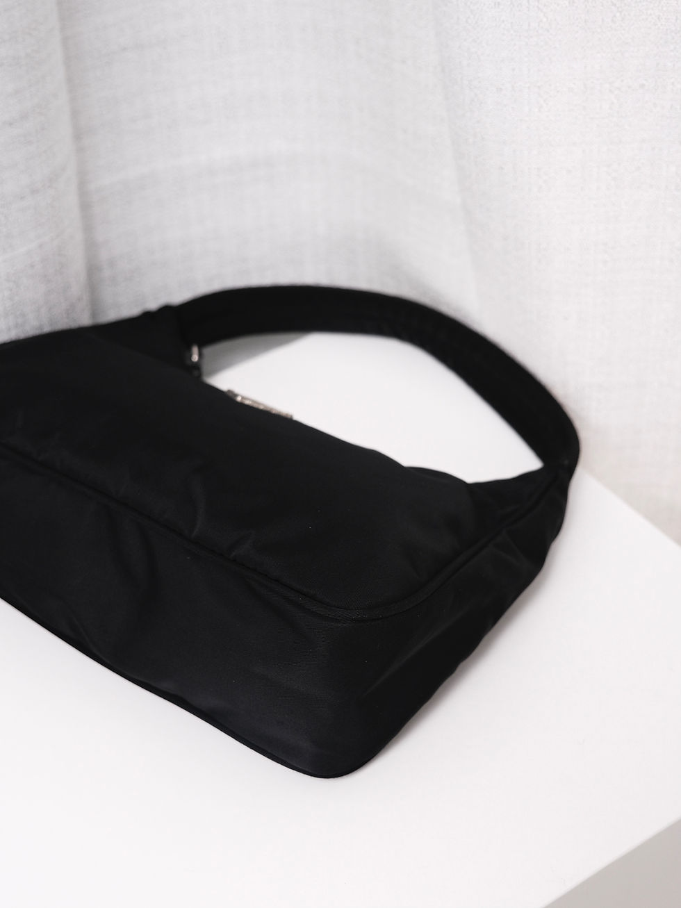 Thumbnail: Prada - Black Nylon Hobo Bag with Cards and Dust Bag (Vintage)