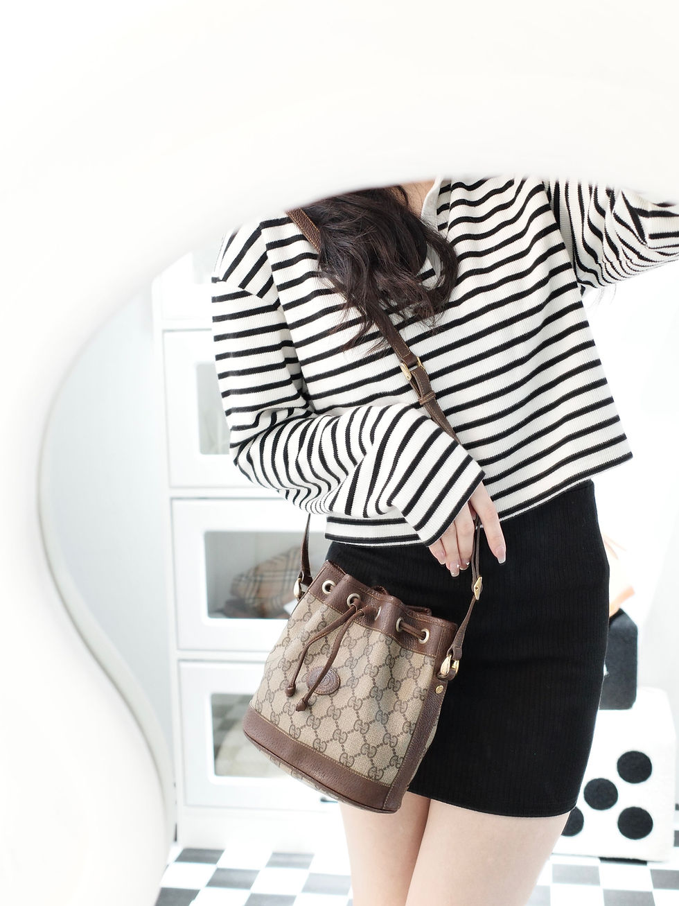 Thumbnail: Gucci - Brown Monogram Mini Bucket Crossbodybag (Vintage from 1980s)