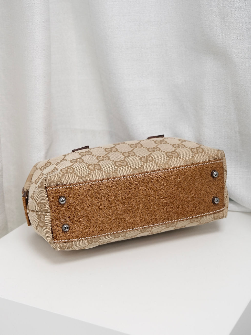 縮圖：Gucci - Light Brown GG Monogram Boston with Chain (Vintage from 1990s)