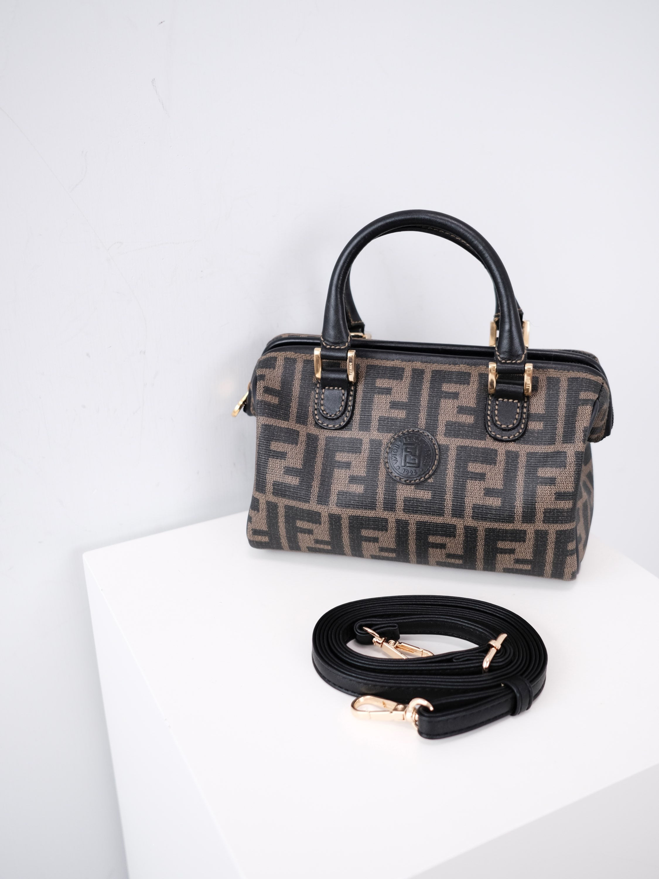 Fendi - Zucca 20cm Mini Boston with Strap (Vintage from 1970-80s)