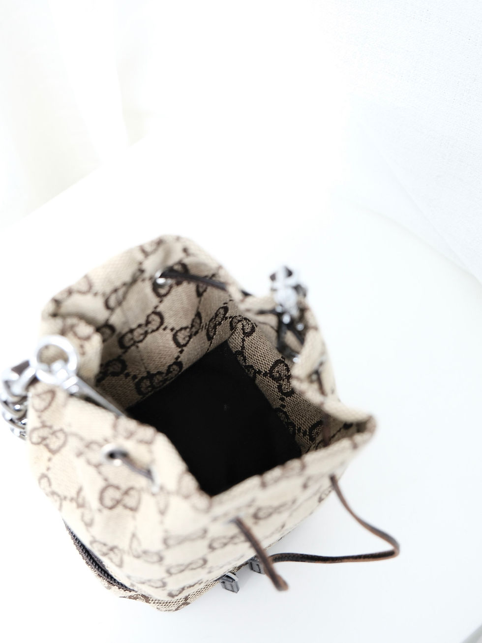 Thumbnail: Gucci - Brown GG Monogram Small Bucket with Chain (Vintage from 1990s)