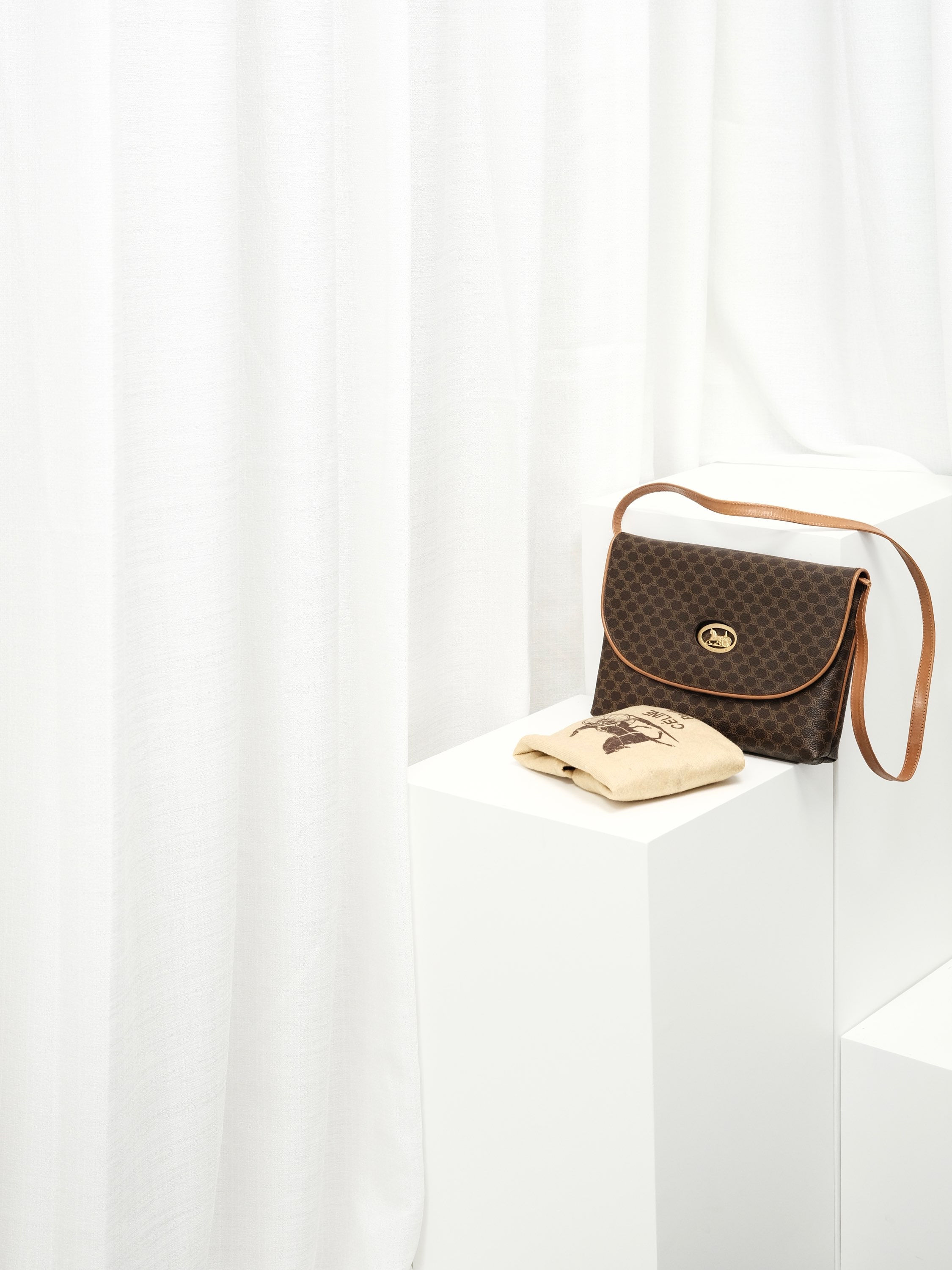 Celine - Brown Macadam 25cm Envelope Bag with Dust Bag and Straps (Vintage)