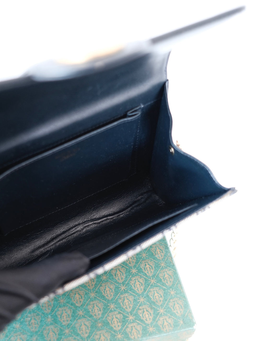 縮圖：Gucci - Navy Monogram Canvas Pouch with Chain and Original Box (Vintage)