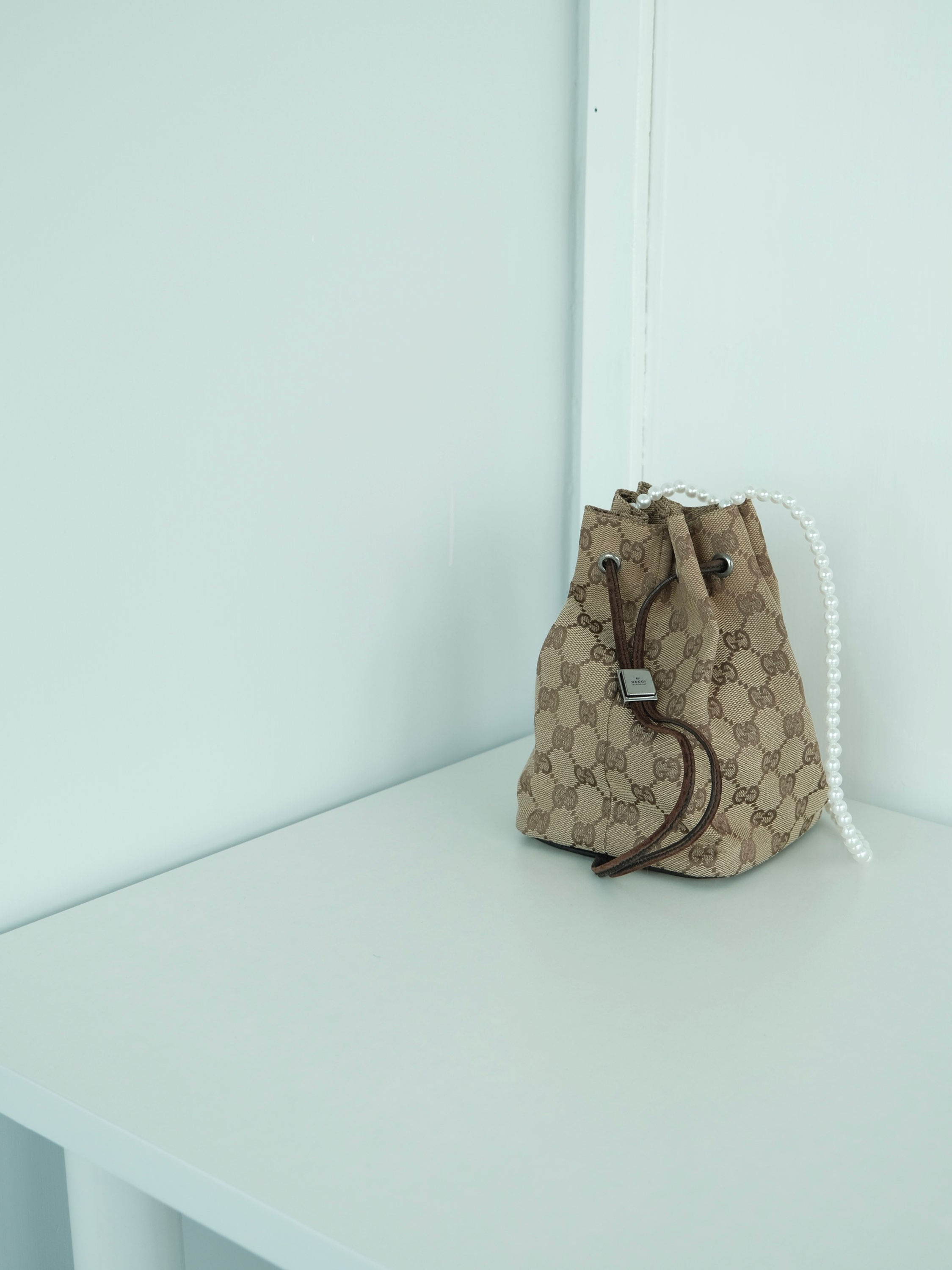 Gucci - Brown GG Monogram Bucket with Chain (Vintage from 1990s)