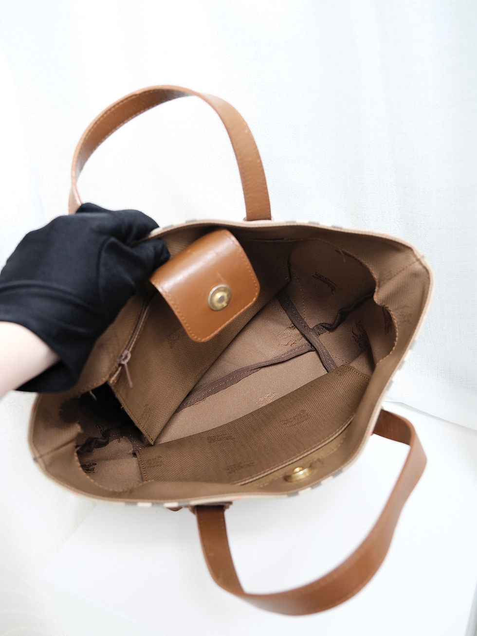 縮圖：Burberry - Signature Plaid Tote Handbag with Card (Vintage from 1990s)