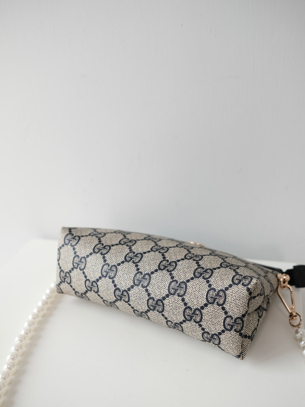 Thumbnail: Gucci - Blue GG Monogram Pouch with Strap (Vintage from 1970s)
