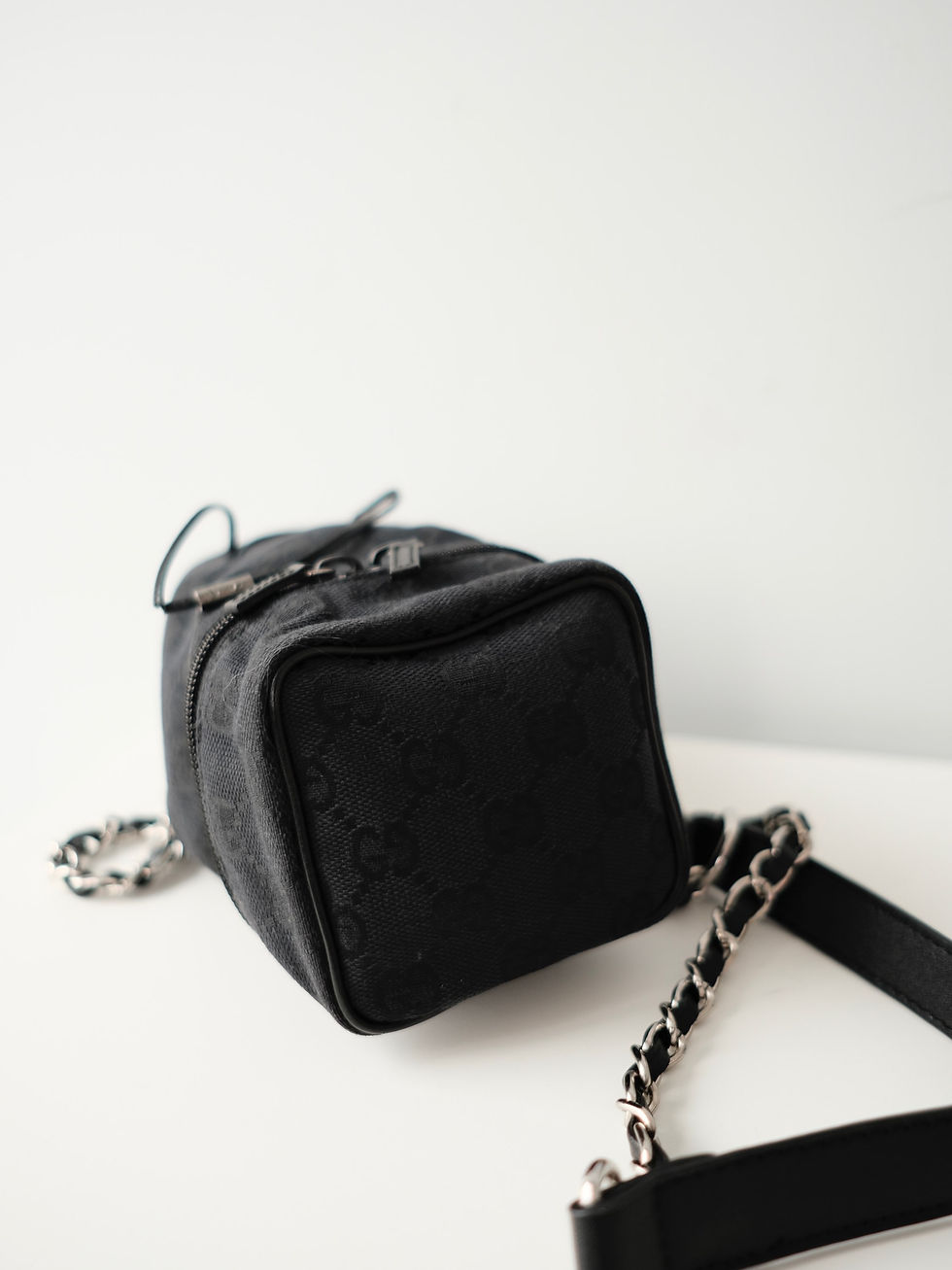 Thumbnail: Gucci - Black Monogram Mini Bucket with Strap (Vintage)