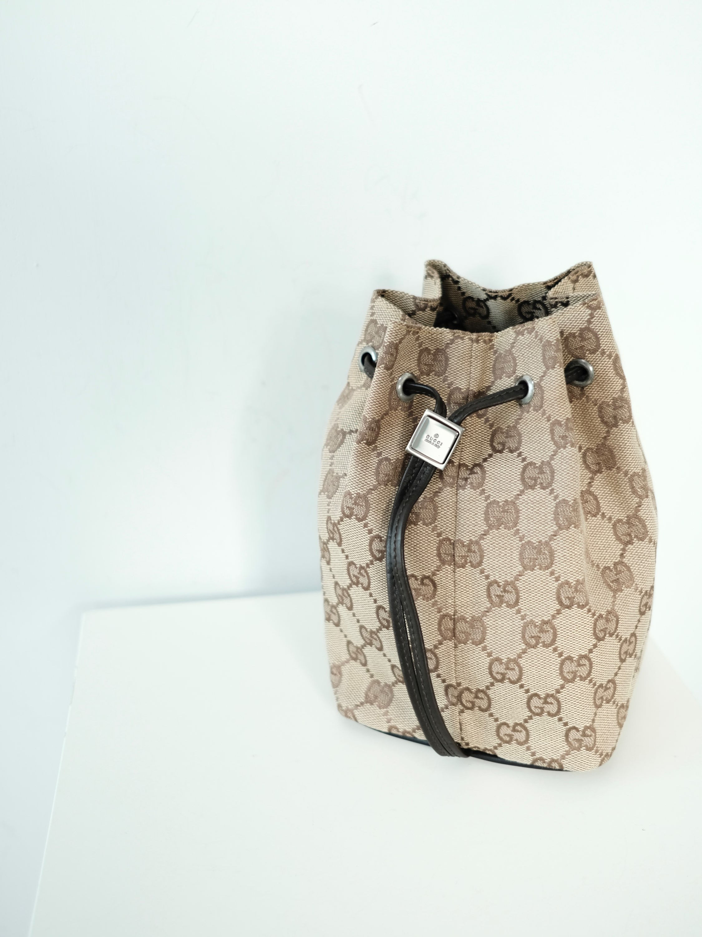 Gucci - Brown Monogram Canvas Bucket with Chain (Vintage)  