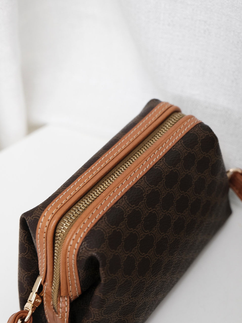 Thumbnail: Celine - Small Brown Macadam Clutch with Strap (Vintage)