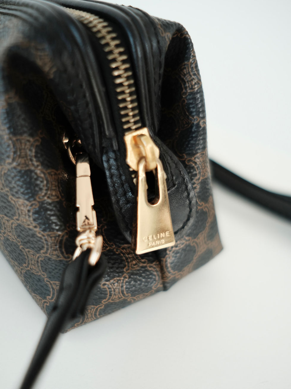 Thumbnail: Celine - Black Macadam 17cm Clutch with Strap (Vintage)