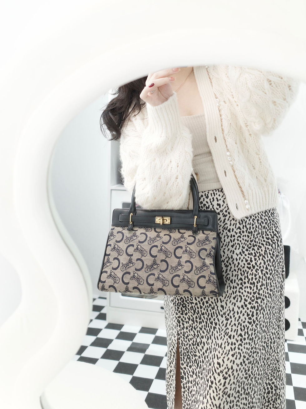 縮圖：Celine - Navy C Monogram Kelly Handbag (Vintage)