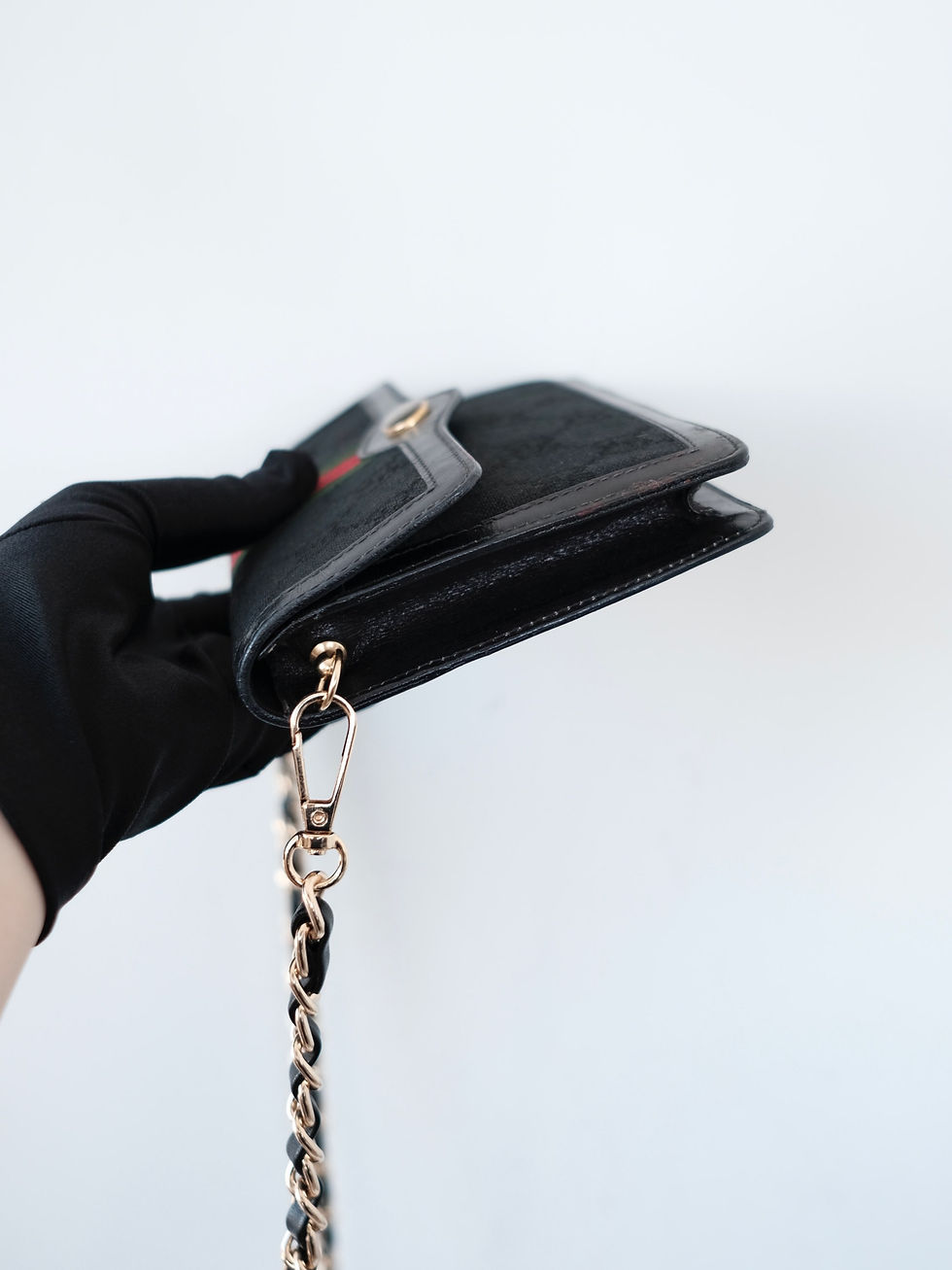 Thumbnail: Gucci - Black Monogram 18cm Envelope with Strap and Original Dust Bag (Vintage)