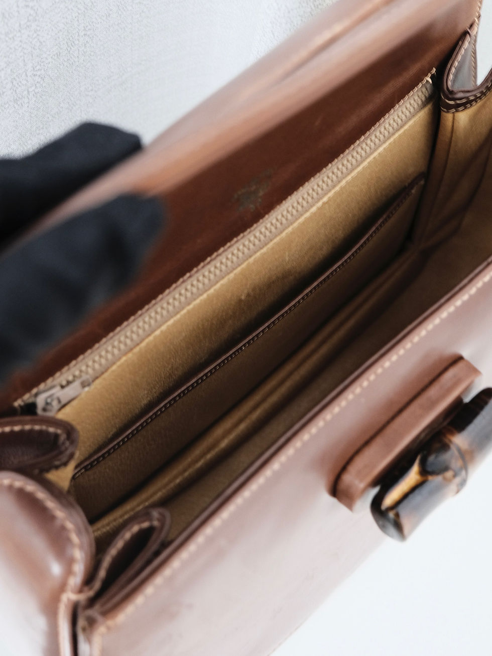 縮圖：Gucci - Brown Leather Bamboo Handbag with Original Strap (Vintage)