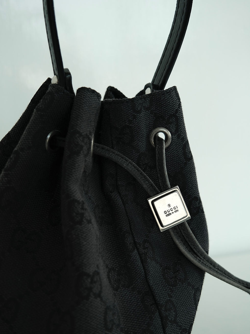 Thumbnail: Gucci - Black GG Monogram Bucket with Strap (Vintage from 1990s)
