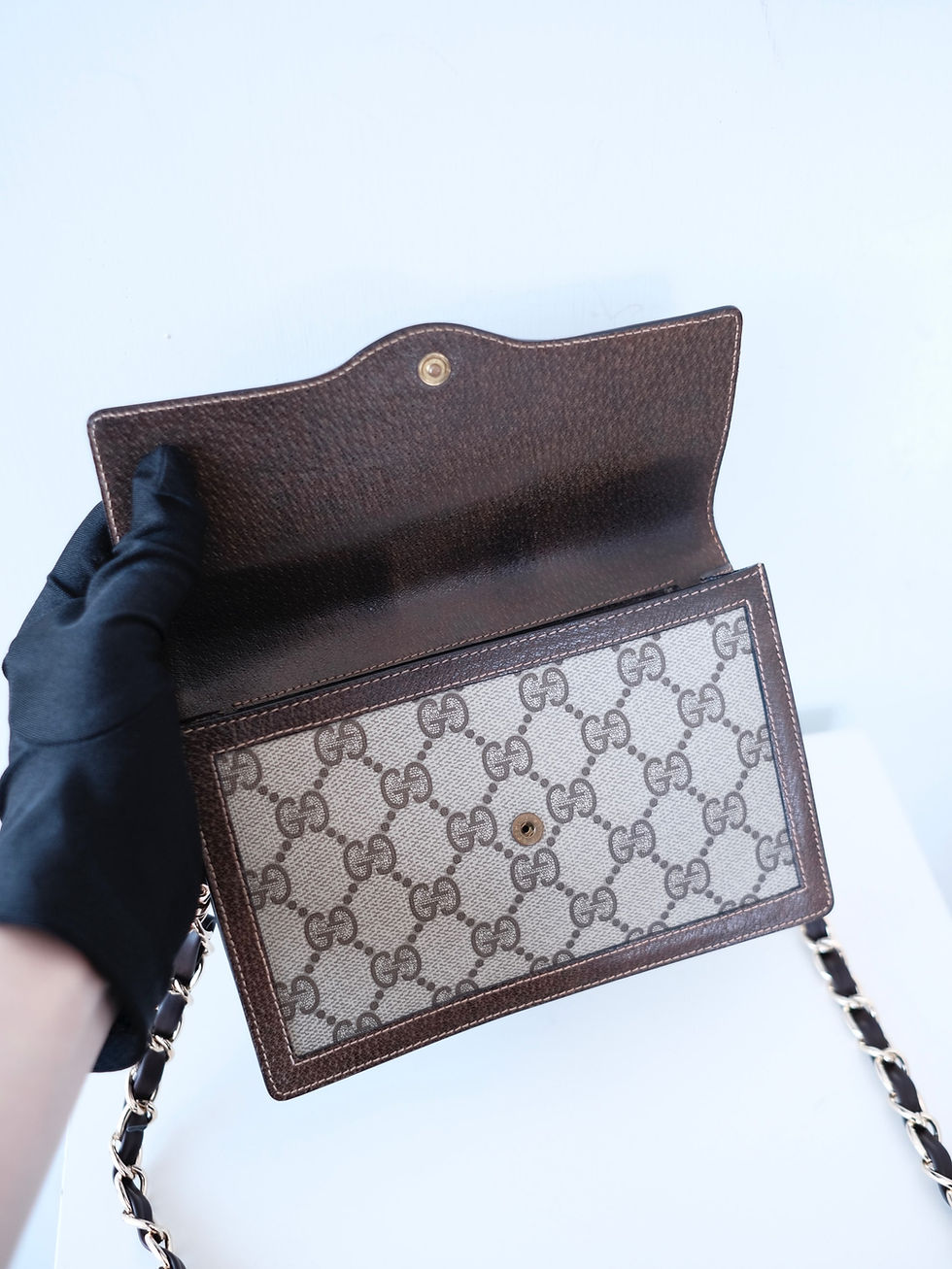 縮圖：Gucci - Brown Monogram Wallet with Chain (Vintage)