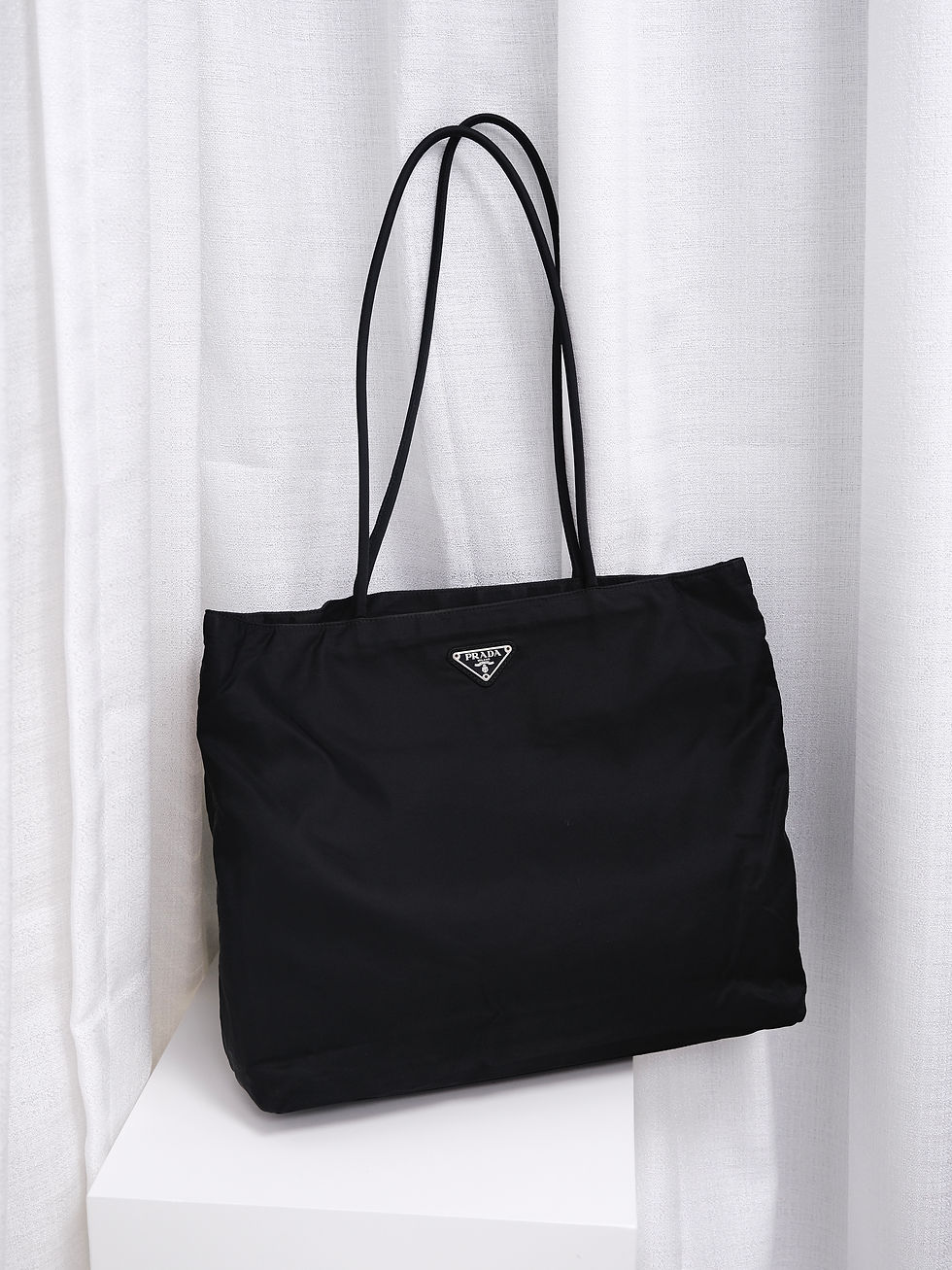 Thumbnail: Prada - Black Nylon Tote Bag with Card (Vintage)