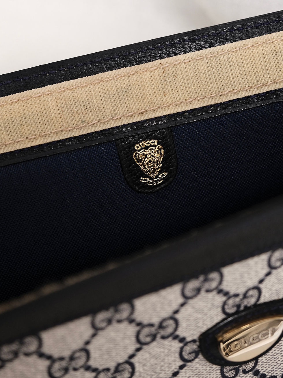 縮圖：Gucci - Navy Monogram Pouch with Full Set and Strap (Vintage from 1930s)