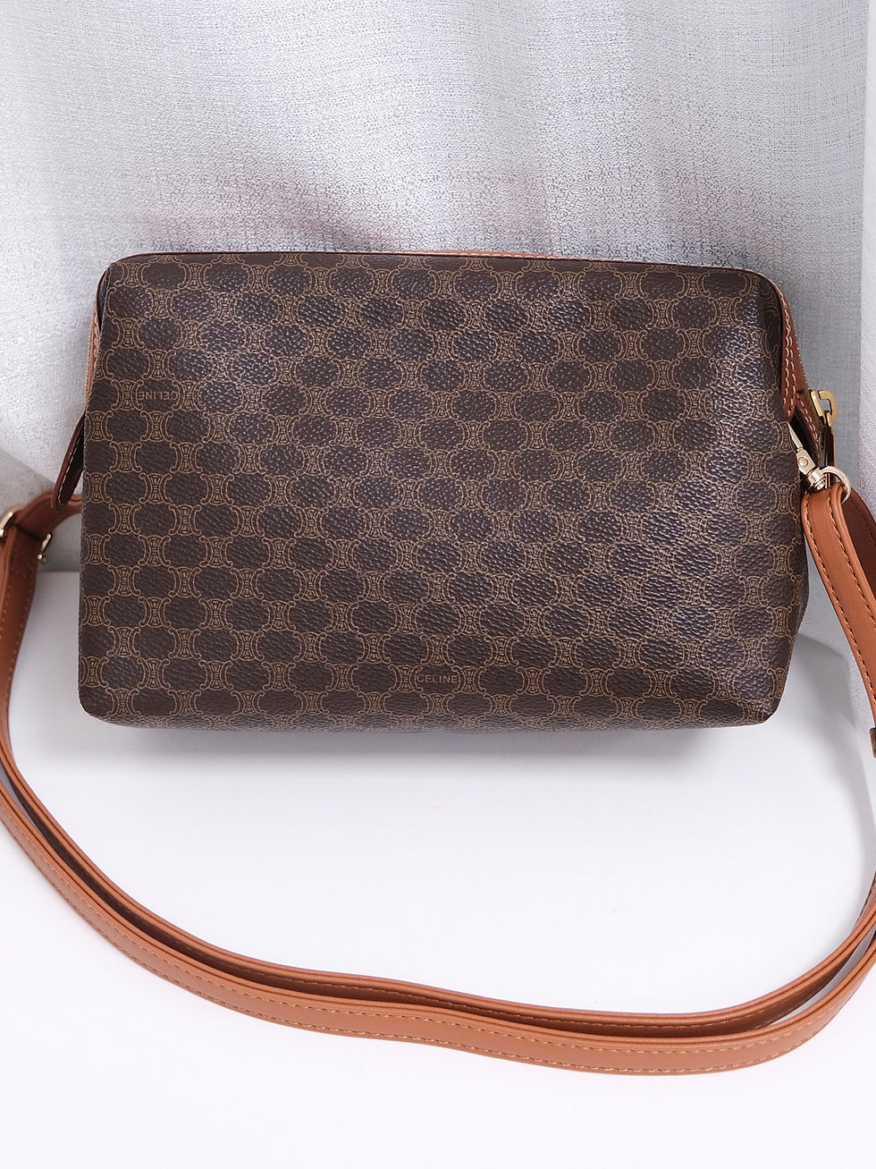 Thumbnail: Celine - Medium Brown Macadam Clutch with Original Dust Bag and Strap (Vintage) 