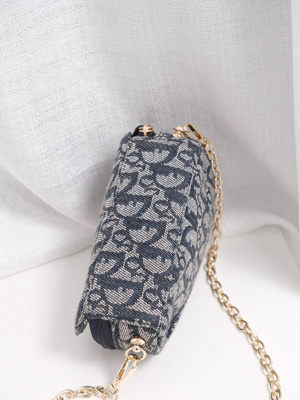 Thumbnail: Dior - Blue Oblique Micro Saddle with Chain (Vintage)