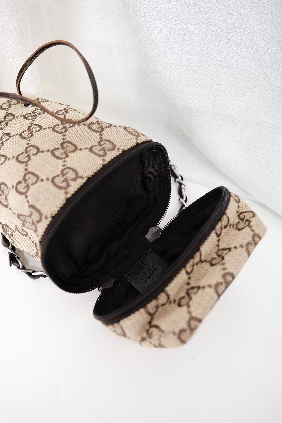 Thumbnail: Gucci - Brown GG Monogram Small Bucket with Chain (Vintage from 1990s)
