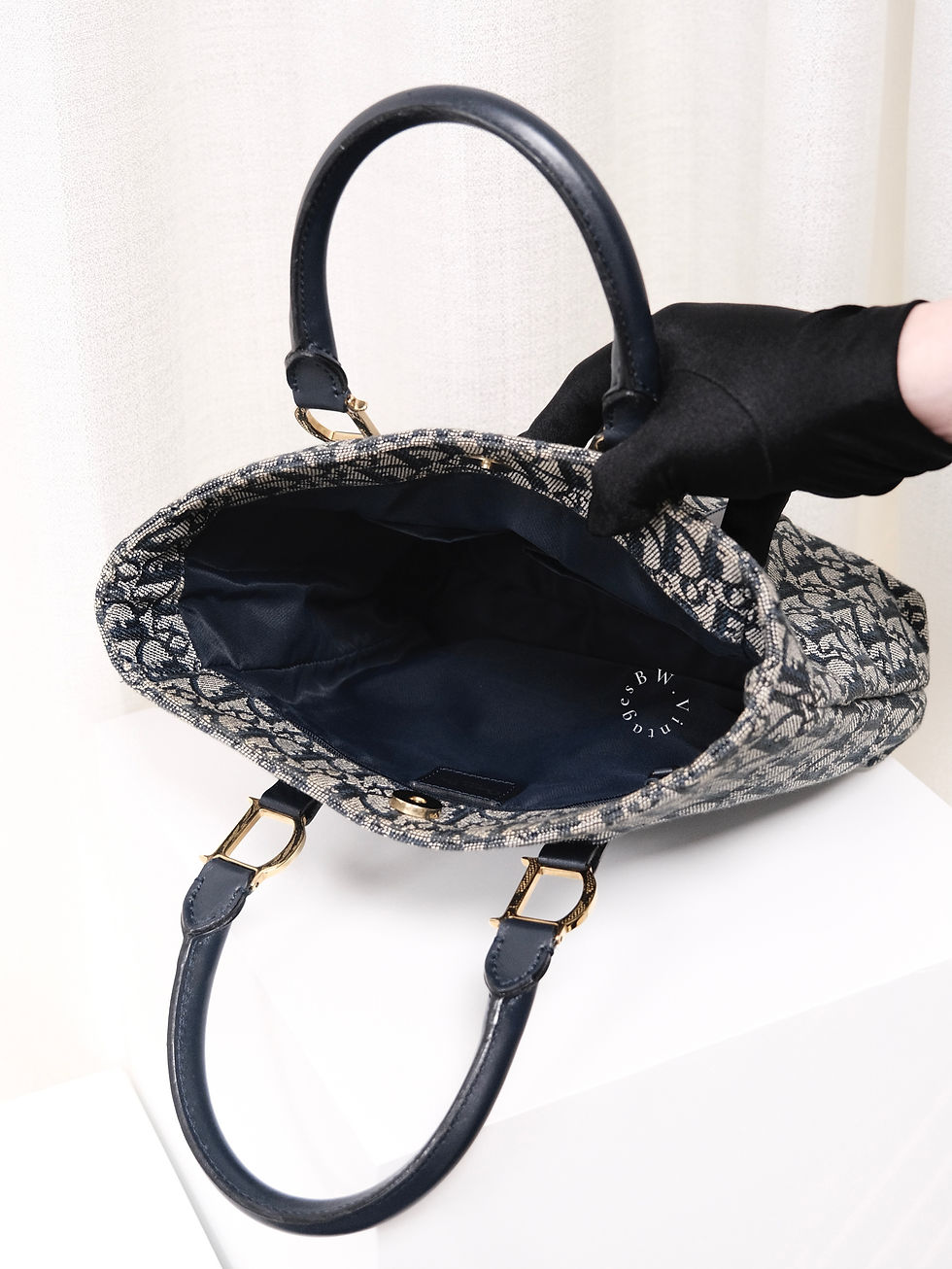 縮圖：Dior - Dark Blue Oblique Square Tote (Pre-Owned)