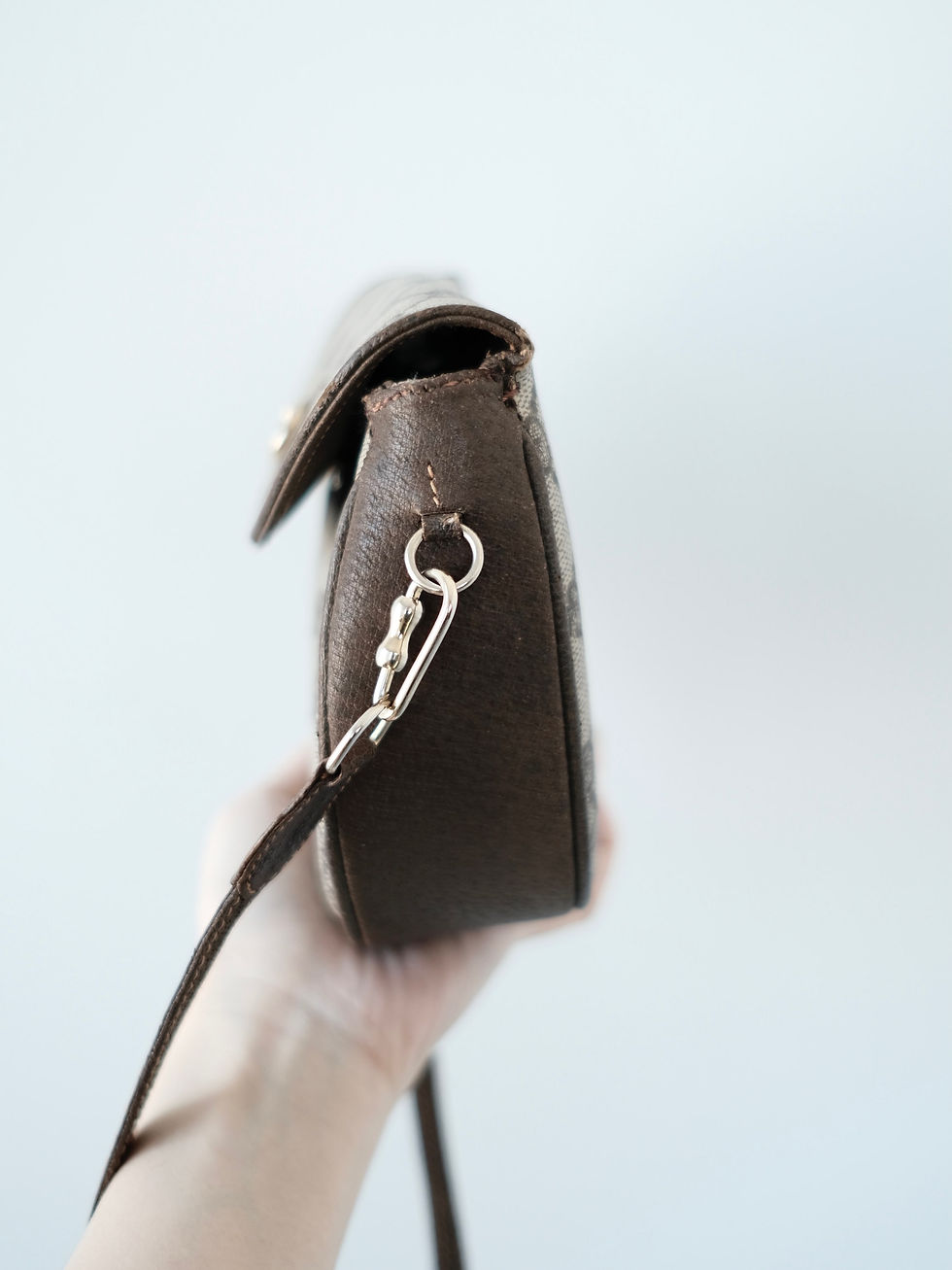 Thumbnail: Gucci - Brown GG Monogram Mini Crossbodybag (Vintage from 1980s)