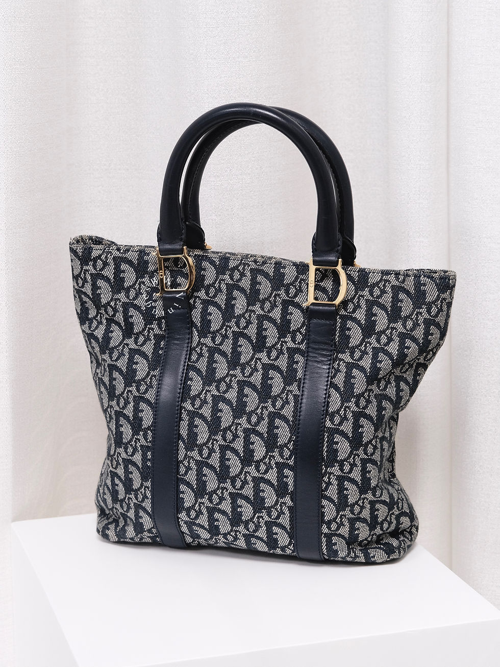 縮圖：Dior - Dark Blue Oblique Square Tote (Pre-Owned)
