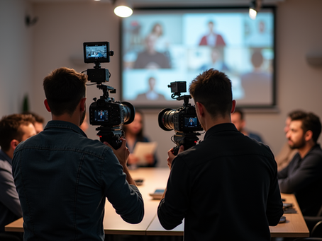 Two videographers filmed a business event