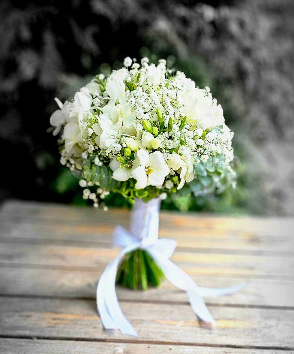 Miniatură: buchet cununie frezii gypsophila eustoma