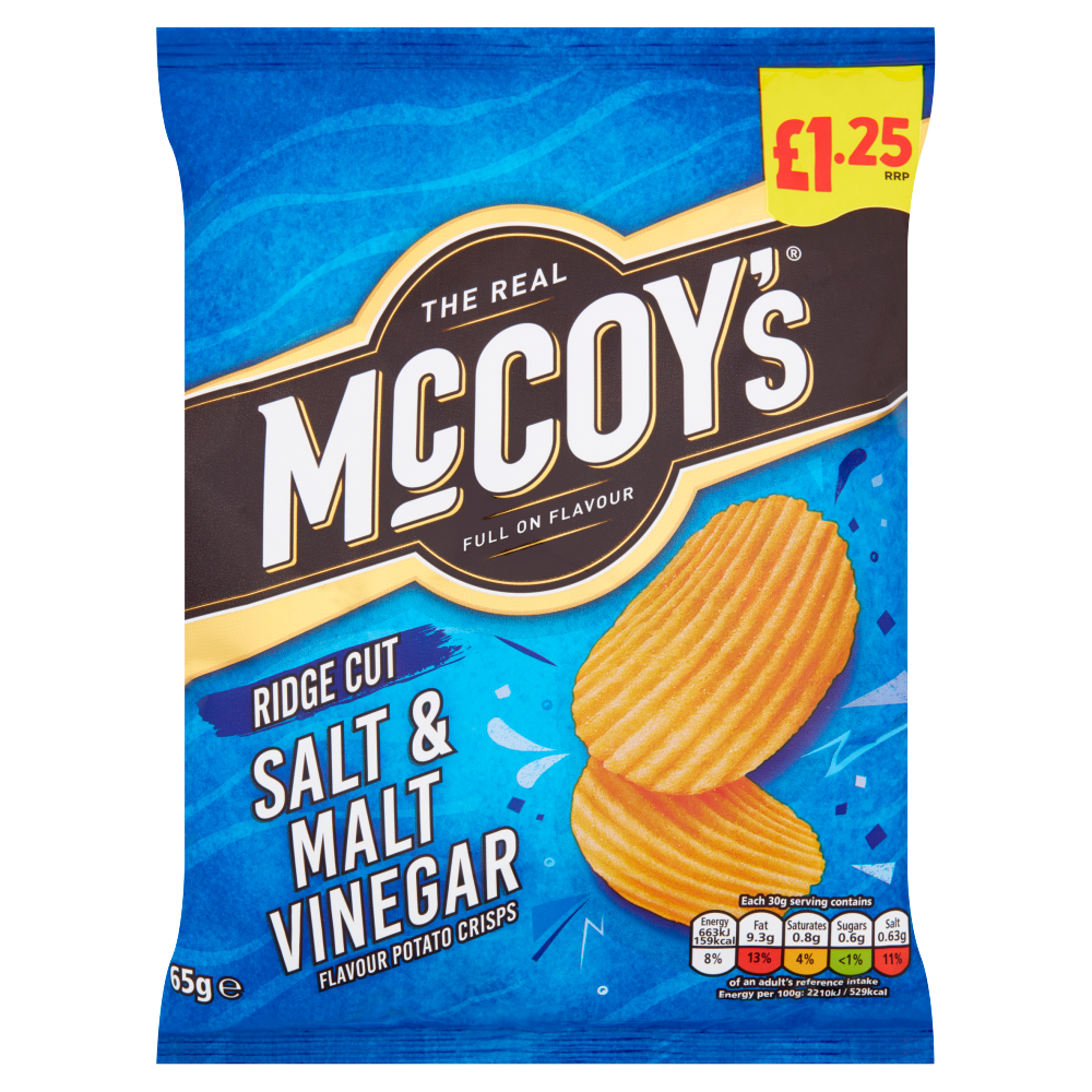 McCoy's Ridge Cut Salt & Malt Vinegar Flavour Potato Crisps 65g