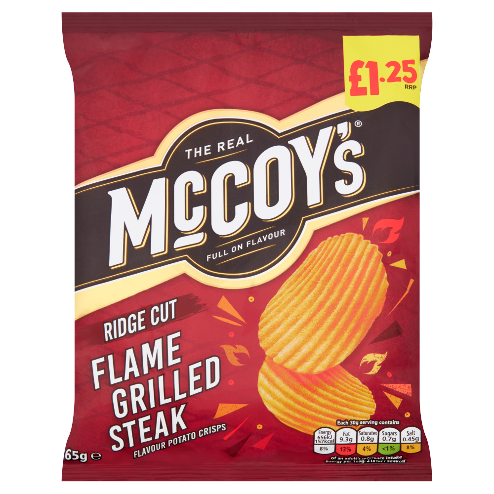 McCoy's Ridge Cut Flame Grilled Steak Flavour Potato Crisps 65g