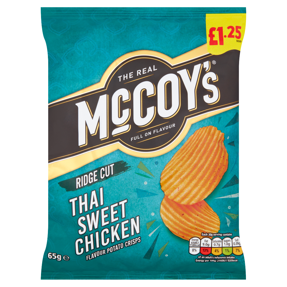 McCoy's Ridge Cut Thai Sweet Chicken Flavour Potato Crisps 65g