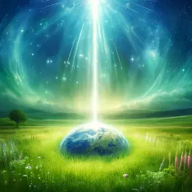 DALL·E 2024-04-16 11.51.22 - A serene and mystical landscape depicting the convergence of