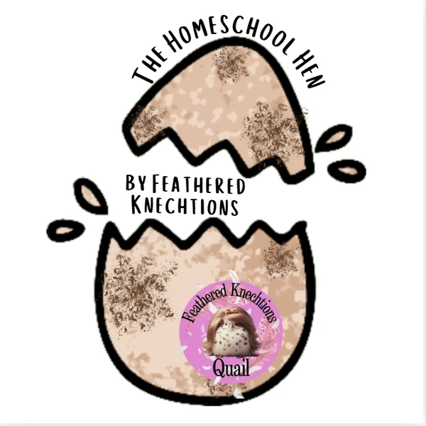 a quail egg with the feathered knechtions quail logo on it, labeled with The Homeschool Hen to promote our hatching rental program in utah