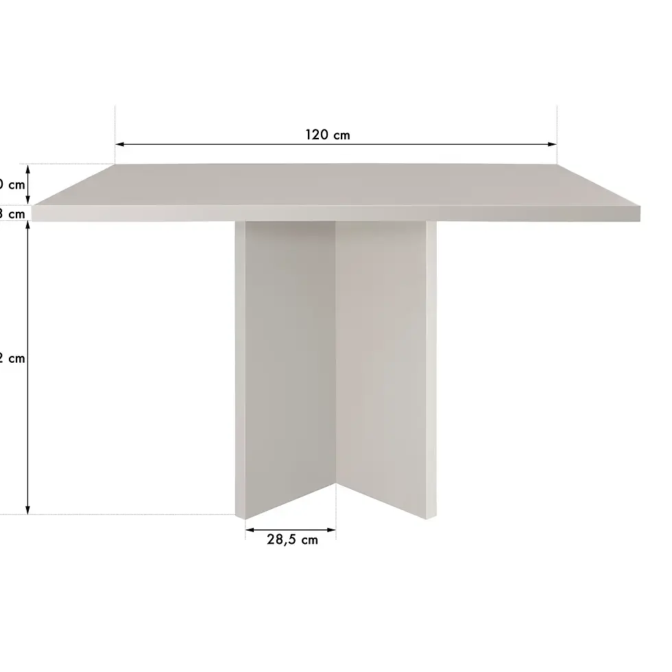 Thumbnail: Rechthoekige eettafel blad 3cm taupe 90x120cm