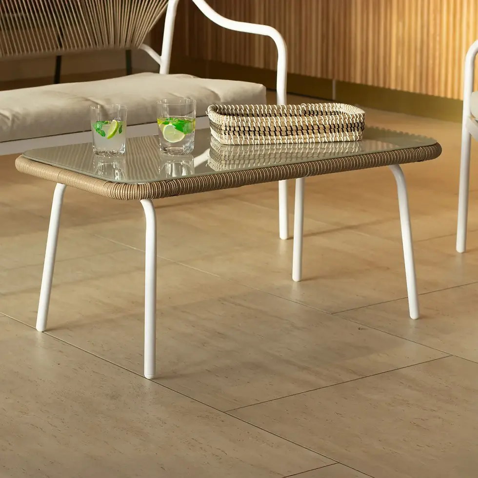 Miniaturbild: WIT STALEN EN SYNTHETISCH ROTAN TUINSET SANTORINI