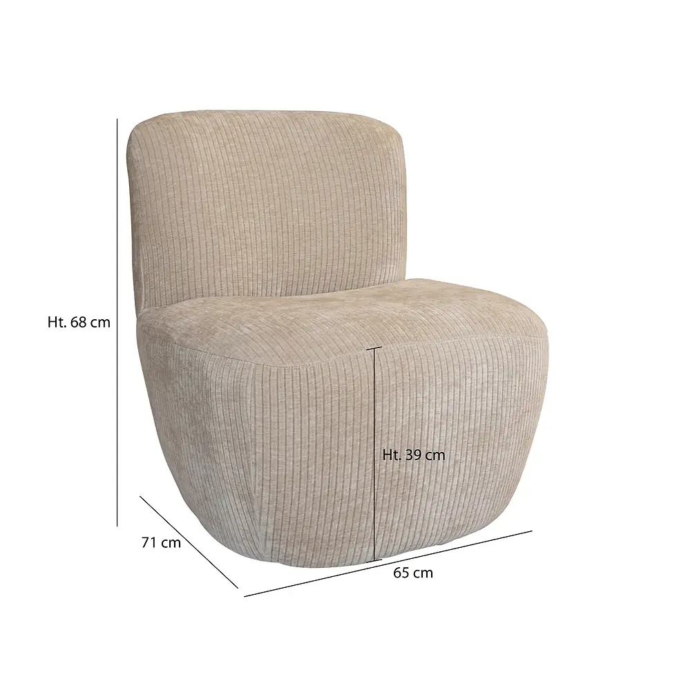 Thumbnail: FAUTEUIL IN BEIGE CORDUROY STOF 65X71X68CM COME