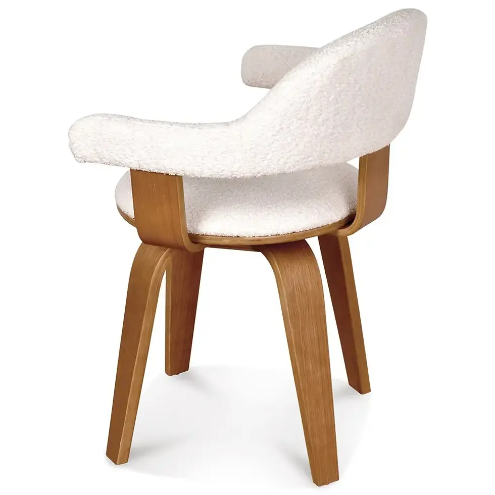 Thumbnail: Zweedse stoel natuurlijke bouclé draaibaar lichte voet L57 D53,5 H76cm