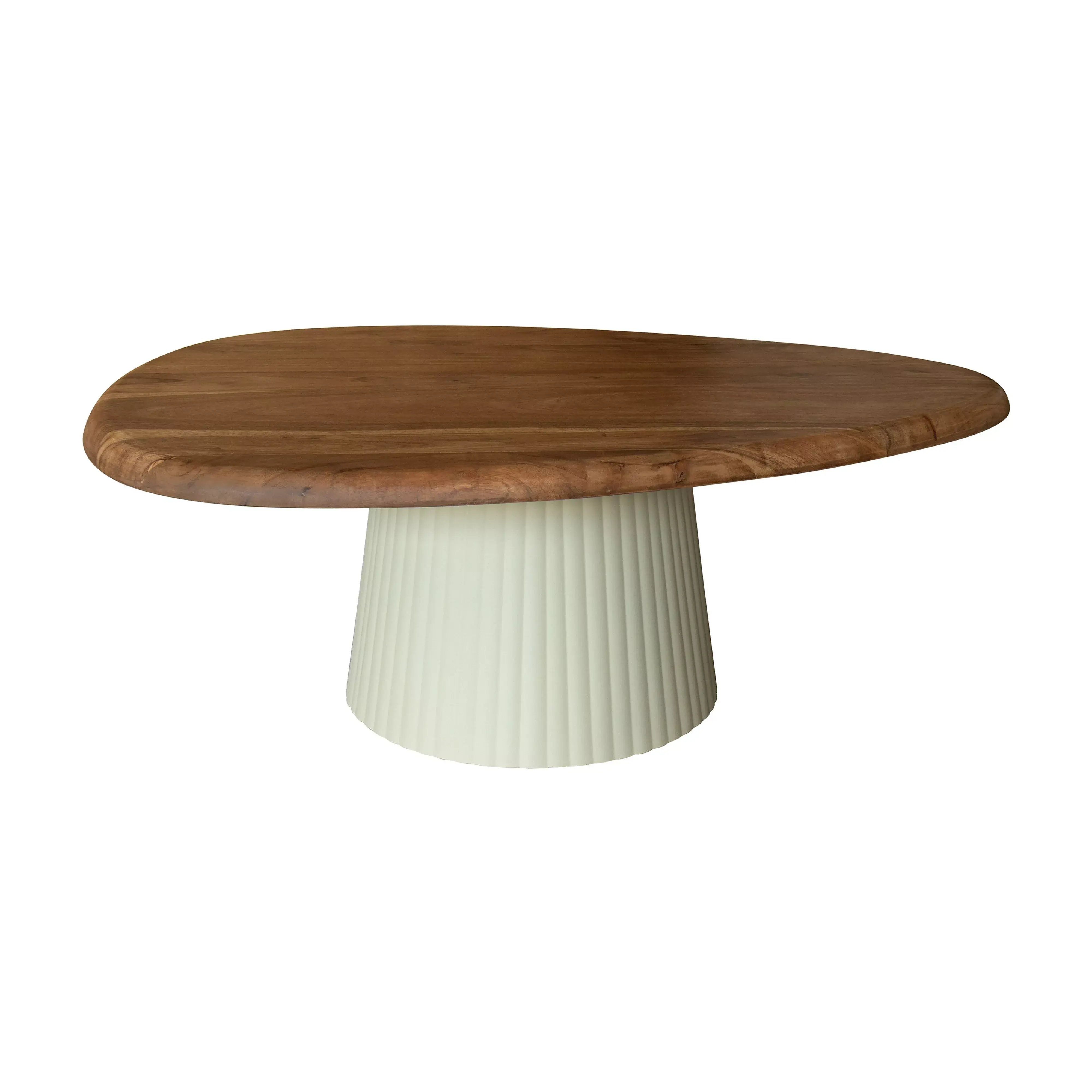 ACACIA HOUTEN SALONTAFEL MAT ECRU METALEN VOET 90X73X33CM MALMO