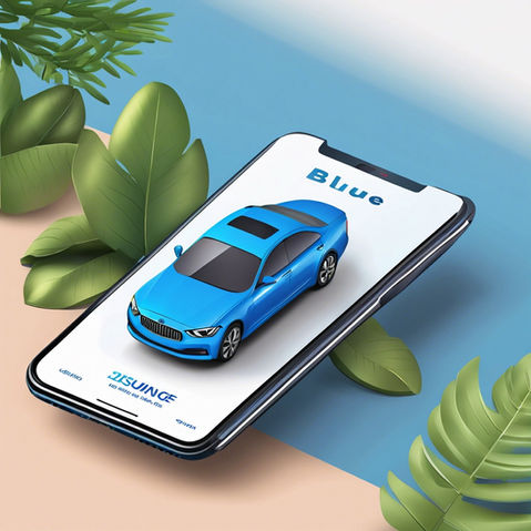 Blue car on mobile app