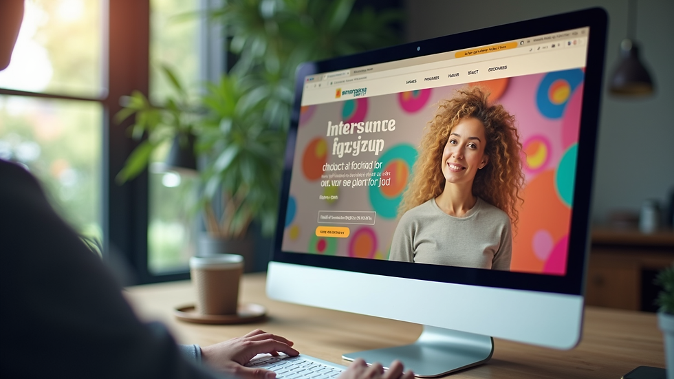 Close-up of a desktop screen showing a colourful charity website design