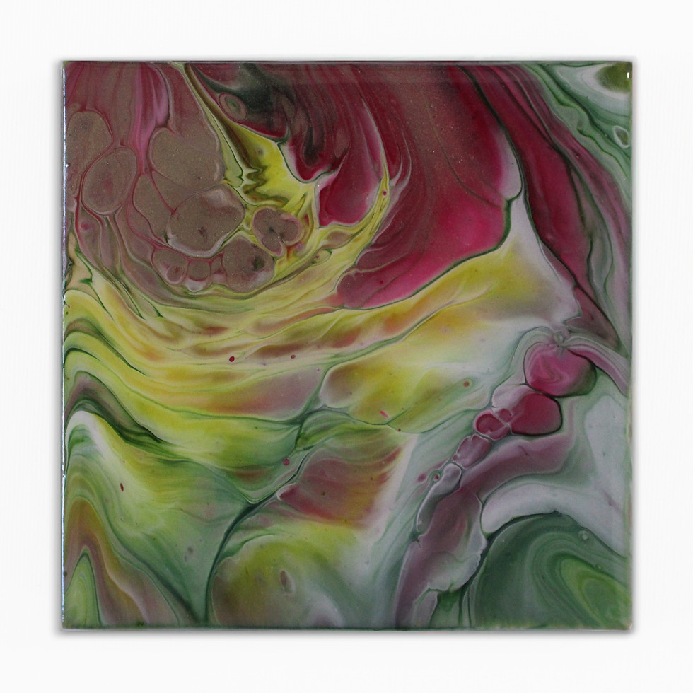 Thumbnail: Green Orchid, Fluid Art Resin Ceramic Coasters, Set of 9