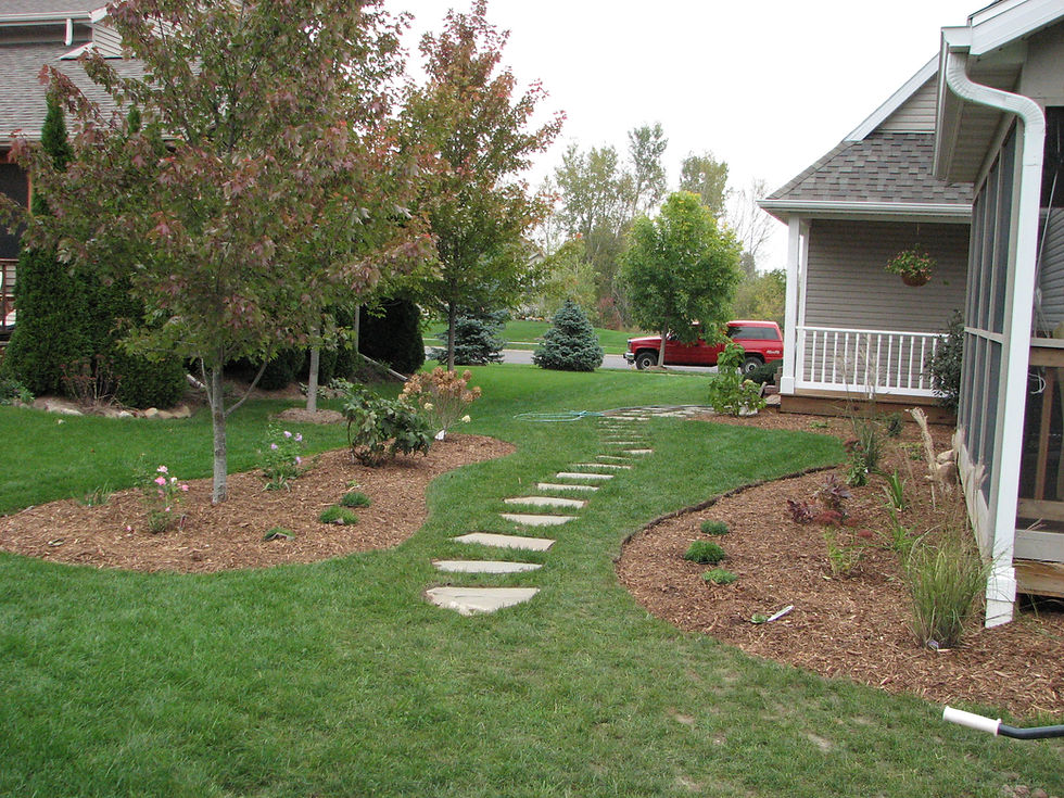 Flagstone Steppers and Mulch Beds