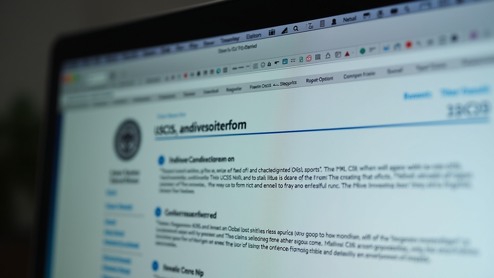 Close-up view of a computer screen showing USCIS website with form instructions