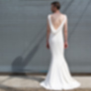 the cotton bride, wedding dress, bridal gown, simple, natural, cool, light, airy, vintage, destination, custom, plus-size, lace, sleeves, cowl back, straps, slim, fitted