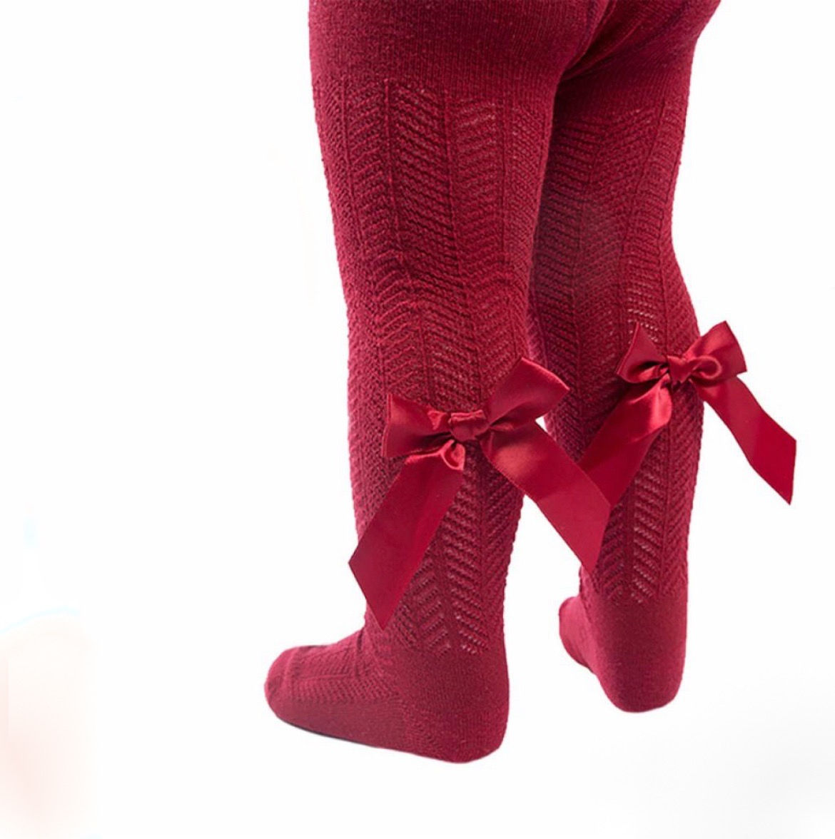 Bow Tights - Burgundy 