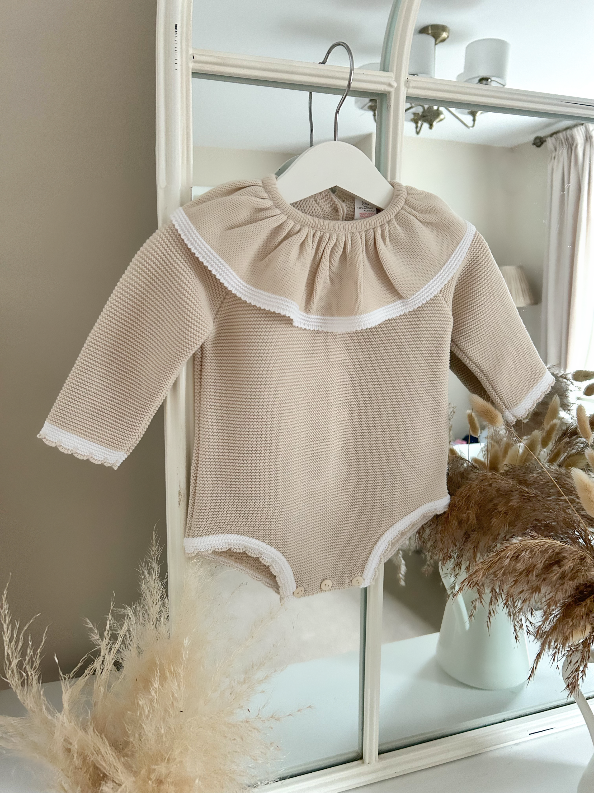 Caramel and White  Collar Romper 