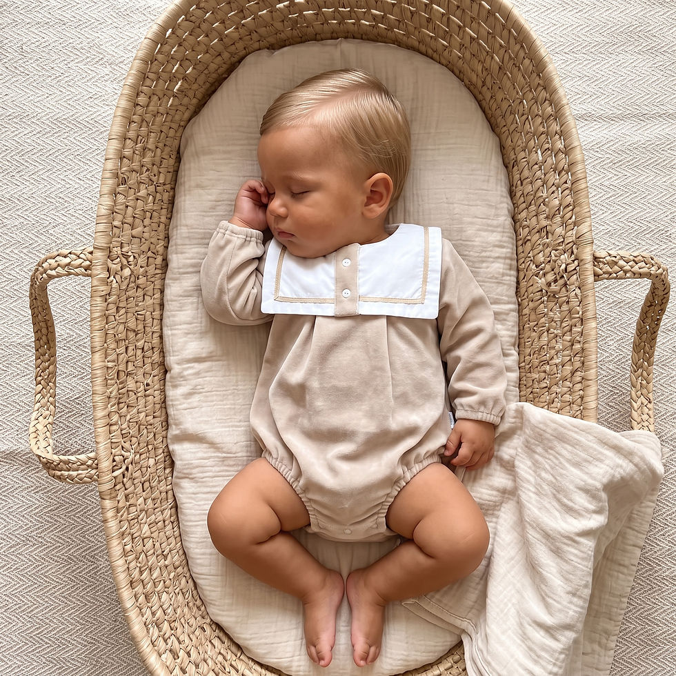 الصورة المصغرة: Boys Caramel Bib Velour Romper 