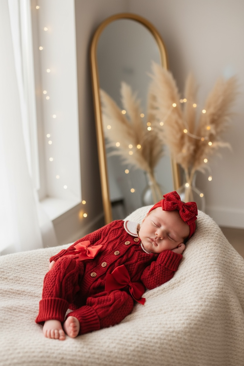 Miniature : Girls 3 piece Red Bow Cable Set